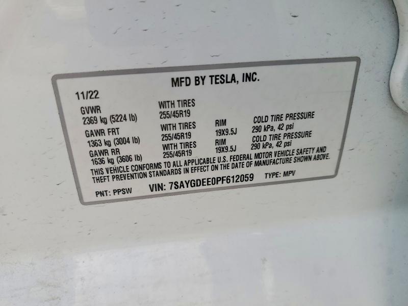 76703985 :رقم المزاد ، 7SAYGDEE0PF612059 vin ، 2023 Tesla Model Y مزاد بيع