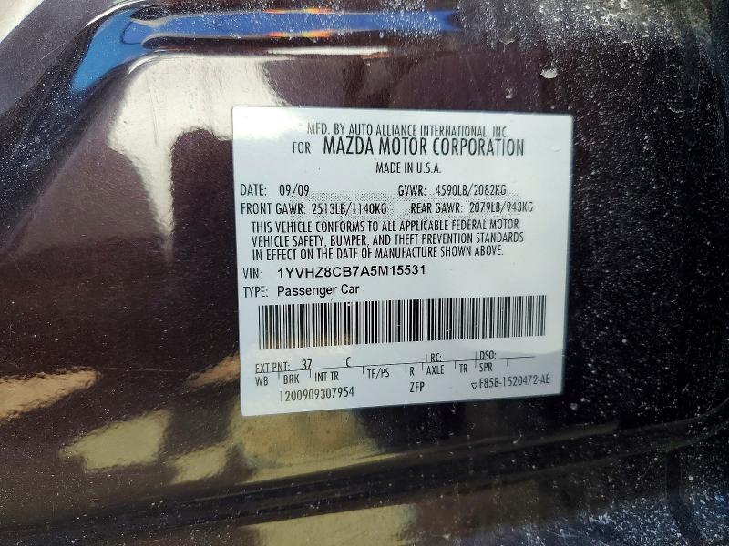 78167615 :رقم المزاد ، 1YVHZ8CB7A5M15531 vin ، 2010 Mazda 6 مزاد بيع