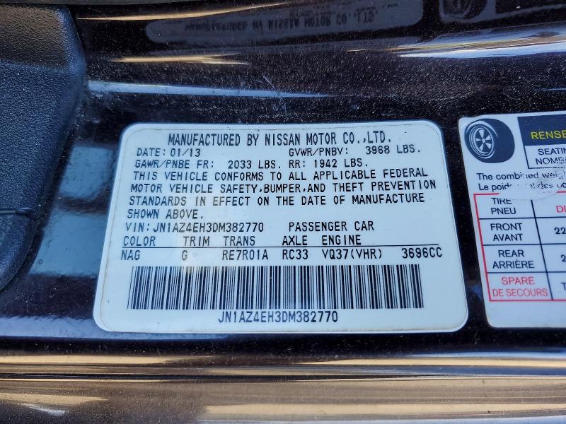 Продажа на аукционе авто 2013 Nissan 370z, vin: JN1AZ4EH3DM382770, номер лота: 78802265