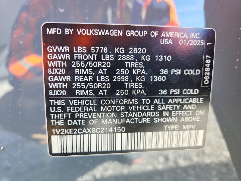 78325325 :رقم المزاد ، 1V2KE2CAXSC214150 vin ، 2025 Volkswagen Atlas Cross Sport مزاد بيع