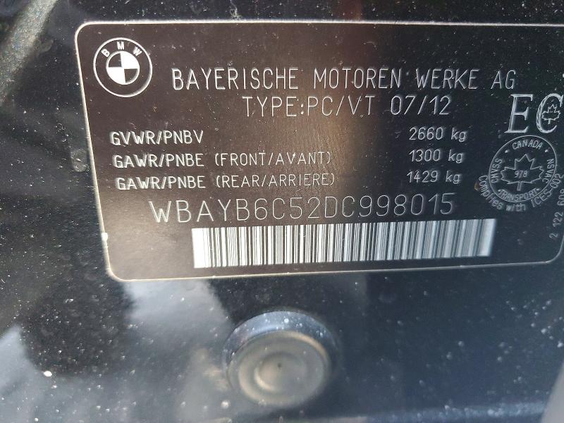 2013 Bmw 750 მანქანა იყიდება აუქციონზე, vin: WBAYB6C52DC998015, აუქციონის ნომერი: 78492435