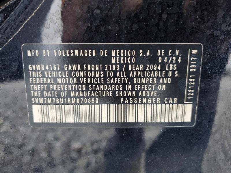 Продаж на аукціоні авто 2024 Volkswagen Jetta, vin: 3VW7M7BU1RM070898, номер лоту: 77295155