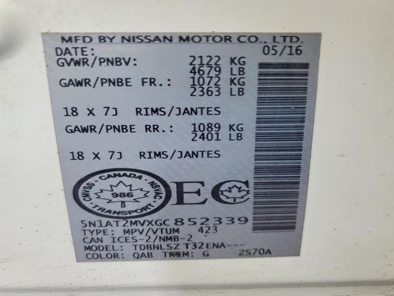 Продажа на аукционе авто 2016 Nissan Rogue, vin: 5N1AT2MVXGC852339, номер лота: 78171695