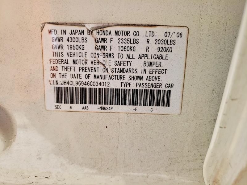 Продажа на аукционе авто 2006 Acura Tsx, vin: JH4CL96946C034012, номер лота: 75010615