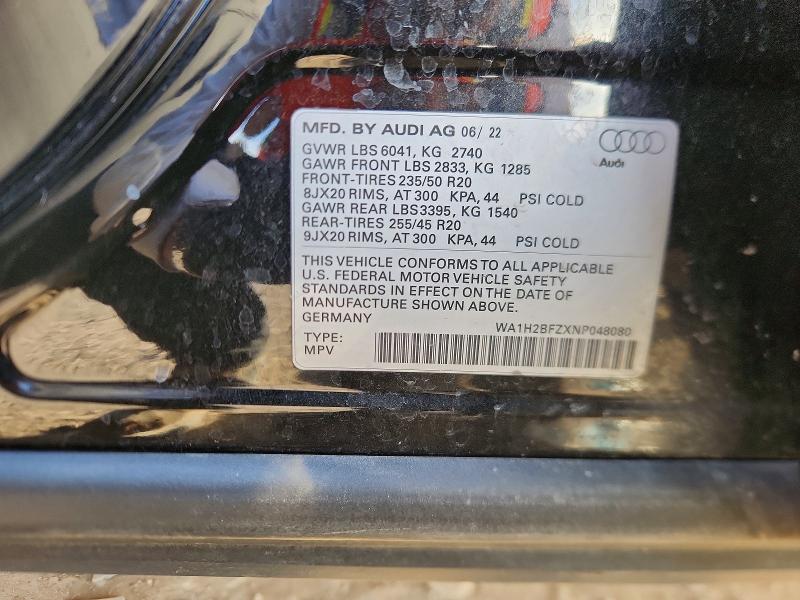 Продажа на аукционе авто 2022 Audi Q4 E-tron, vin: WA1H2BFZXNP048080, номер лота: 75425185