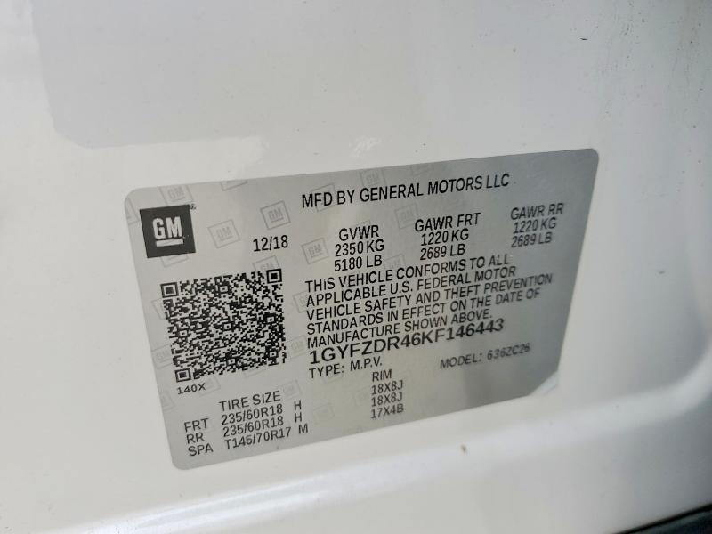 76460955 :رقم المزاد ، 1GYFZDR46KF146443 vin ، 2019 Cadillac Xt4 مزاد بيع