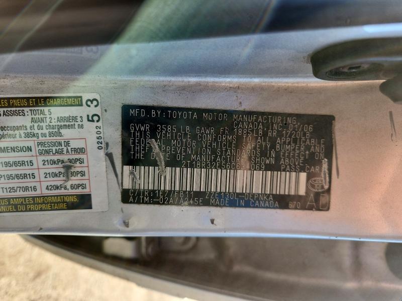 78975805 :رقم المزاد ، 2T1BR32E56C634069 vin ، 2006 Toyota Corolla مزاد بيع