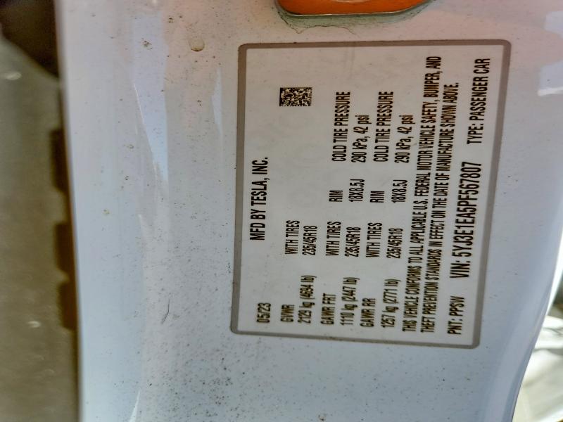 2023 Tesla Model 3 მანქანა იყიდება აუქციონზე, vin: 5YJ3E1EA5PF567807, აუქციონის ნომერი: 79020735