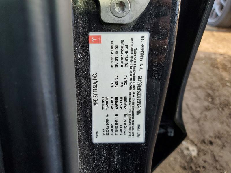 2018 Tesla Model 3 მანქანა იყიდება აუქციონზე, vin: 5YJ3E1EB9JF090475, აუქციონის ნომერი: 78705225