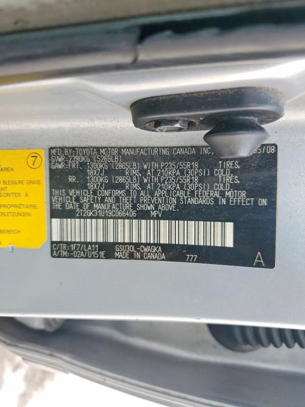 Aukcja sprzedaży 2009 Lexus Rx 350, vin: 2T2GK31U19C066406, numer aukcji: 78100755