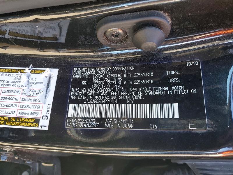 Aukcja sprzedaży 2021 Lexus Nx, vin: JTJGARDZ8M2244141, numer aukcji: 78468165