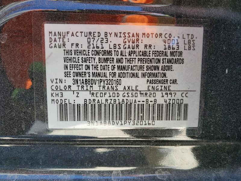Aukcja sprzedaży 2023 Nissan Sentra, vin: 3N1AB8DV1PY320160, numer aukcji: 78615175