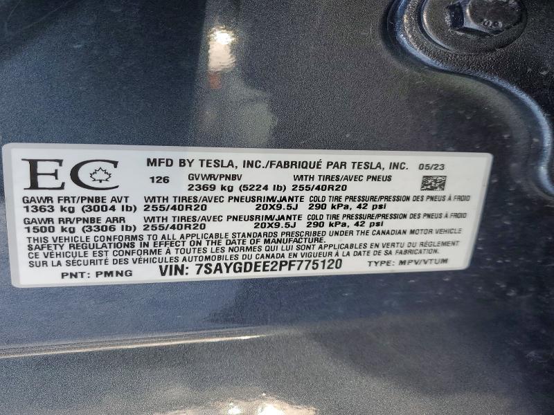 Продаж на аукціоні авто 2023 Tesla Model Y, vin: 7SAYGDEE2PF775120, номер лоту: 77303425