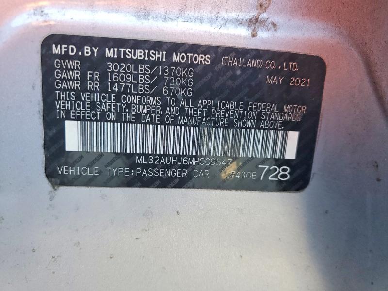 Продаж на аукціоні авто 2021 Mitsubishi Mirage, vin: ML32AUHJ6MH009547, номер лоту: 78860345