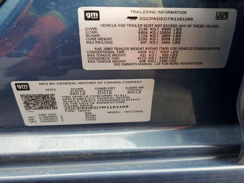 Продажа на аукционе авто 2024 Chevrolet Silverado, vin: 2GCPADED7R1161168, номер лота: 79229765