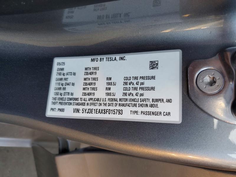 75393525 :رقم المزاد ، 5YJ3E1EAXSF015793 vin ، 2025 Tesla Model 3 مزاد بيع