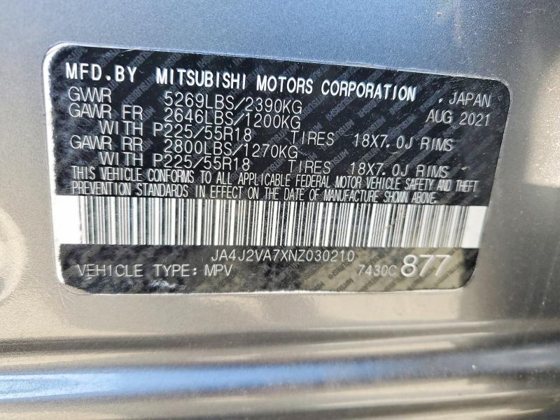 Aukcja sprzedaży 2022 Mitsubishi Outlander, vin: JA4J2VA7XNZ030210, numer aukcji: 76751535