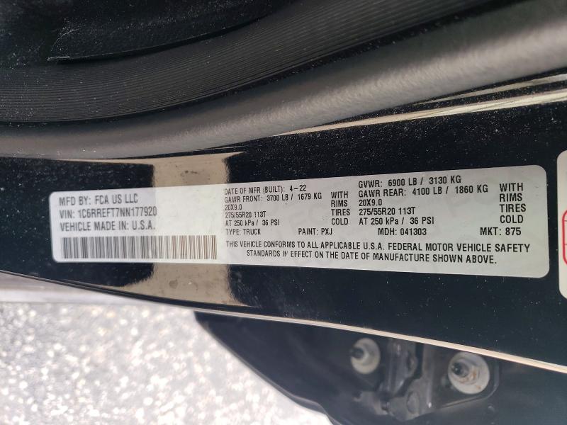 Продажа на аукционе авто 2022 Ram 1500, vin: 1C6RREFT7NN177920, номер лота: 78744535
