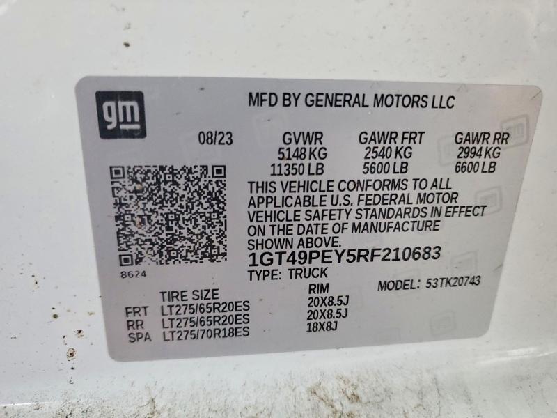 75463445 :رقم المزاد ، 1GT49PEY5RF210683 vin ، 2024 Gmc Sierra مزاد بيع