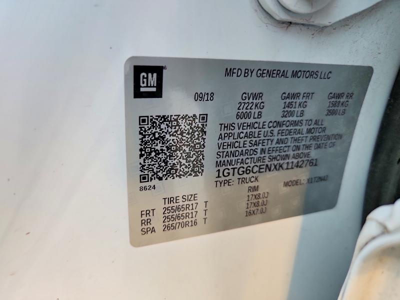 2019 Gmc Canyon Sle მანქანა იყიდება აუქციონზე, vin: 1GTG6CENXK1142761, აუქციონის ნომერი: 75980765