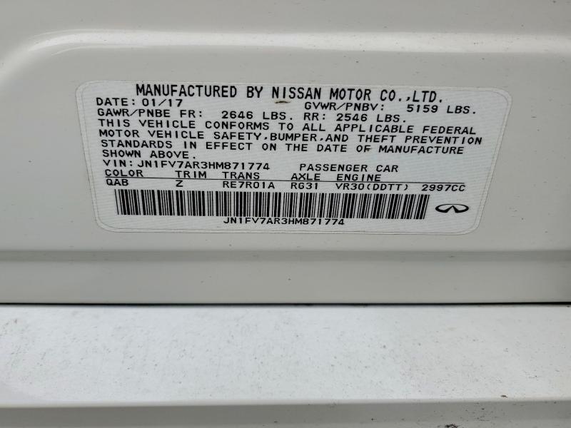 Продаж на аукціоні авто 2017 Infiniti Q50, vin: JN1FV7AR3HM871774, номер лоту: 75847075