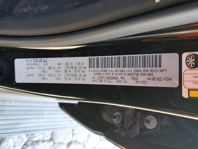 Продажа на аукционе авто 2019 Ram 1500, vin: 1C6SRFLT0KN584520, номер лота: 75863385