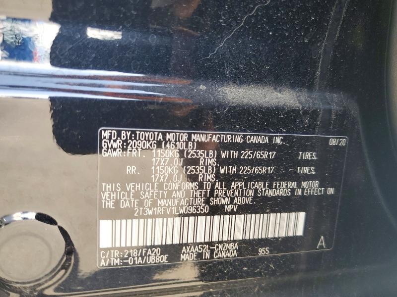 Продаж на аукціоні авто 2020 Toyota Rav4, vin: 2T3W1RFV1LW096350, номер лоту: 76252325