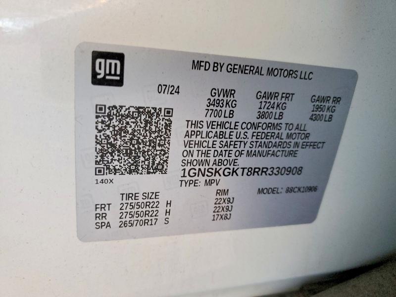Aukcja sprzedaży 2024 Chevrolet Suburban, vin: 1GNSKGKT8RR330908, numer aukcji: 75595575