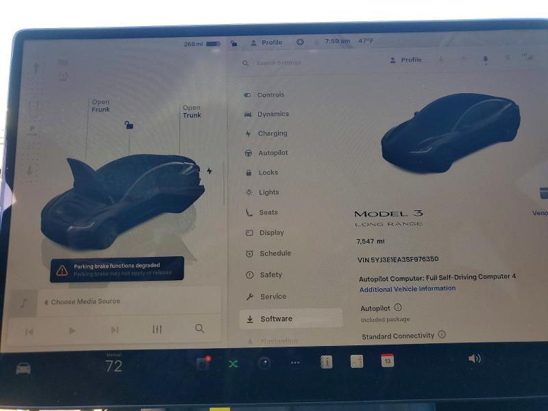2025 Tesla Model 3 მანქანა იყიდება აუქციონზე, vin: 5YJ3E1EA3SF976350, აუქციონის ნომერი: 77609045
