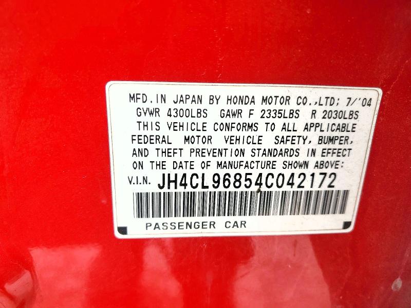 Продаж на аукціоні авто 2004 Acura Tsx, vin: JH4CL96854C042172, номер лоту: 78407335