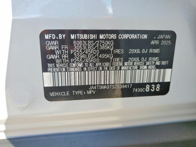 Продаж на аукціоні авто 2025 Mitsubishi Outlander, vin: JA4T5WA97SZ039417, номер лоту: 77487045