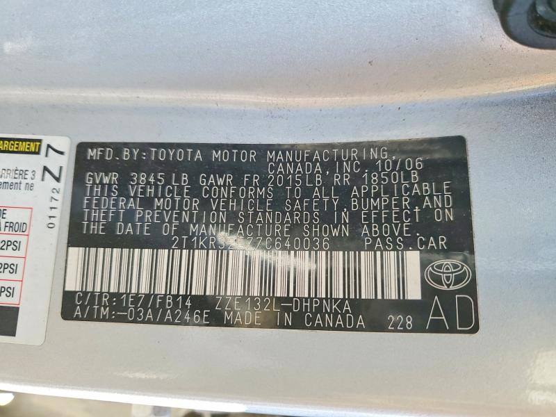 Продаж на аукціоні авто 2007 Toyota Matrix, vin: 2T1KR32E77C640036, номер лоту: 75812795
