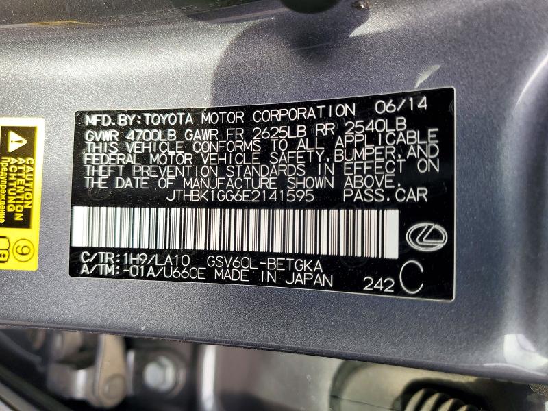 Aukcja sprzedaży 2014 Lexus Es, vin: JTHBK1GG6E2141595, numer aukcji: 76802955