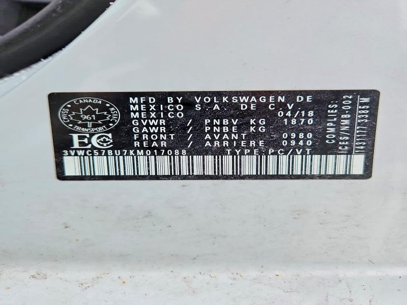 Aukcja sprzedaży 2019 Volkswagen Jetta, vin: 3VWC57BU7KM017088, numer aukcji: 77182215