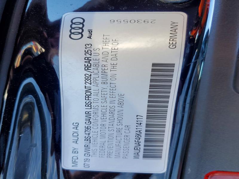 Aukcja sprzedaży 2019 Audi A4, vin: WAUENAF46KA114117, numer aukcji: 76218885