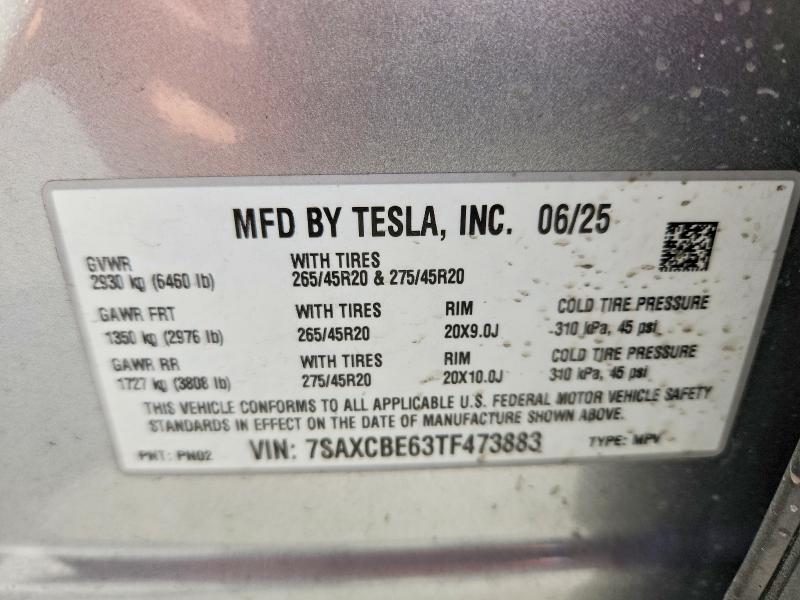 77894535 :رقم المزاد ، 7SAXCBE63TF473883 vin ، 2026 Tesla Model X مزاد بيع