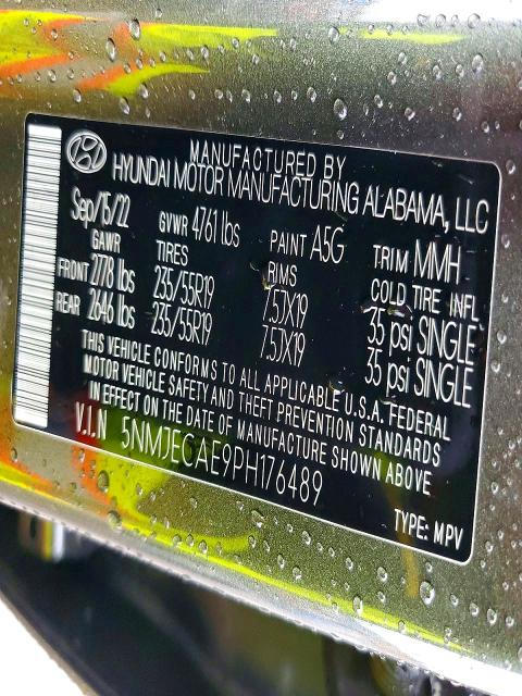 77694215 :رقم المزاد ، 5NMJECAE9PH176489 vin ، 2023 Hyundai Tucson مزاد بيع