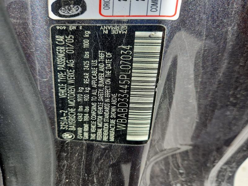 Aukcja sprzedaży 2005 Bmw 325, vin: WBABD33445PL07034, numer aukcji: 78552505