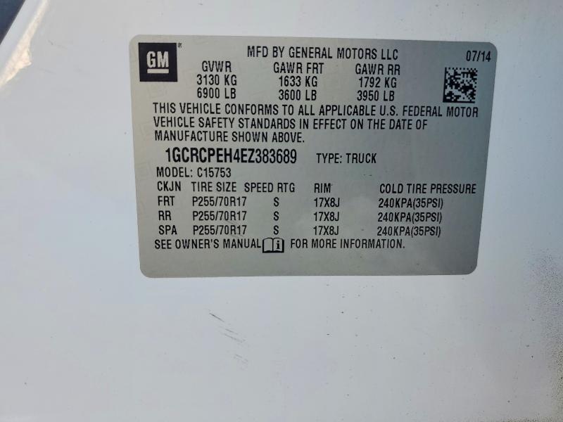 2014 Chevrolet Silverado მანქანა იყიდება აუქციონზე, vin: 1GCRCPEH4EZ383689, აუქციონის ნომერი: 78922635