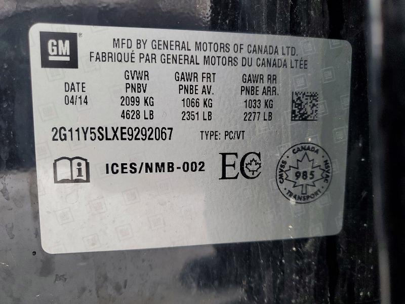 Aukcja sprzedaży 2014 Chevrolet Impala, vin: 2G11Y5SLXE9292067, numer aukcji: 75568885
