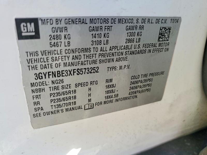 Продажа на аукционе авто 2015 Cadillac Srx Luxury, vin: 3GYFNBE3XFS573252, номер лота: 76426865