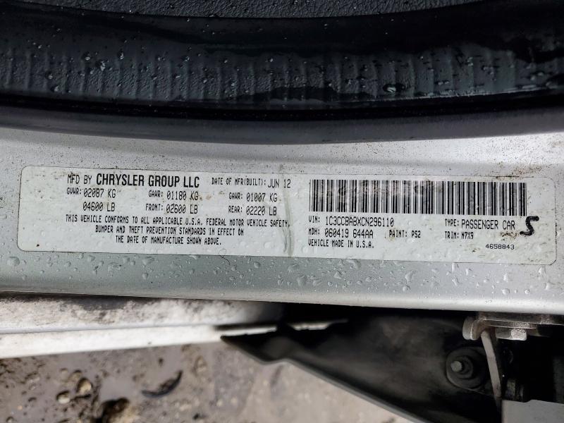 78737465 :رقم المزاد ، 1C3CCBABXCN296110 vin ، 2012 Chrysler 200 مزاد بيع