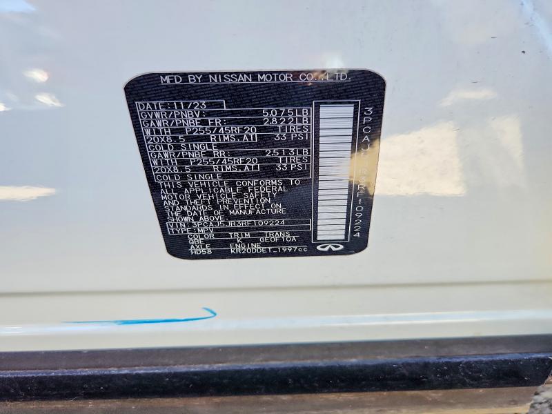 Aukcja sprzedaży 2024 Infiniti Qx55, vin: 3PCAJ5JR3RF109224, numer aukcji: 78032845