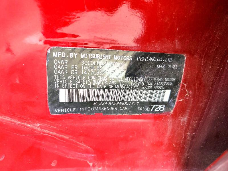 Продаж на аукціоні авто 2021 Mitsubishi Mirage, vin: ML32AUHJ6MH007717, номер лоту: 76918225