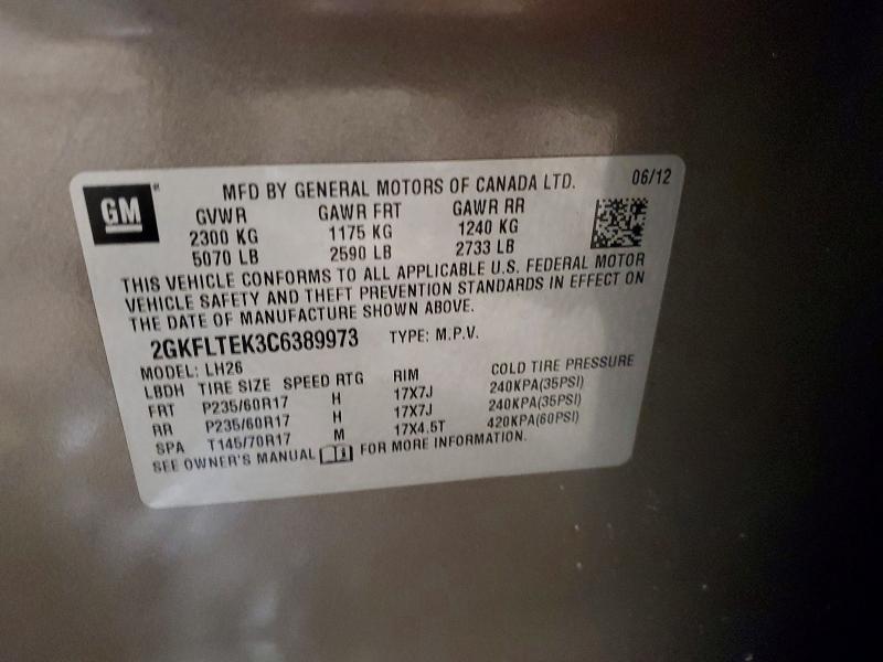 Продаж на аукціоні авто 2012 Gmc Terrain, vin: 2GKFLTEK3C6389973, номер лоту: 76796045