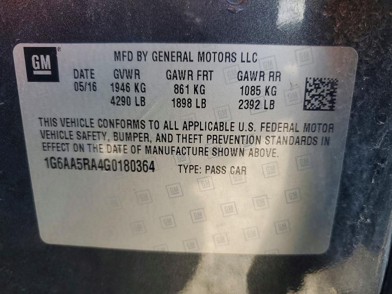 Aukcja sprzedaży 2016 Cadillac Ats, vin: 1G6AA5RA4G0180364, numer aukcji: 78028335