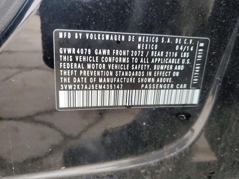 Aukcja sprzedaży 2014 Volkswagen Jetta, vin: 3VW2K7AJ5EM435147, numer aukcji: 76809865