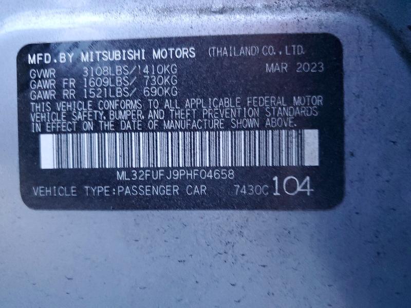 Aukcja sprzedaży 2023 Mitsubishi Mirage, vin: ML32FUFJ9PHF04658, numer aukcji: 75809305