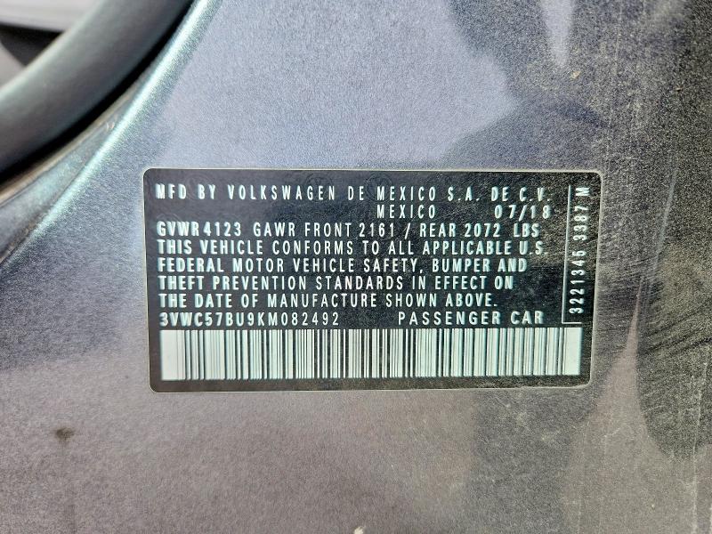 Продаж на аукціоні авто 2019 Volkswagen Jetta, vin: 3VWC57BU9KM082492, номер лоту: 77387015