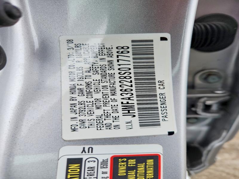 Продажа на аукционе авто 2008 Honda Civic, vin: JHMFA36228S017768, номер лота: 77214115